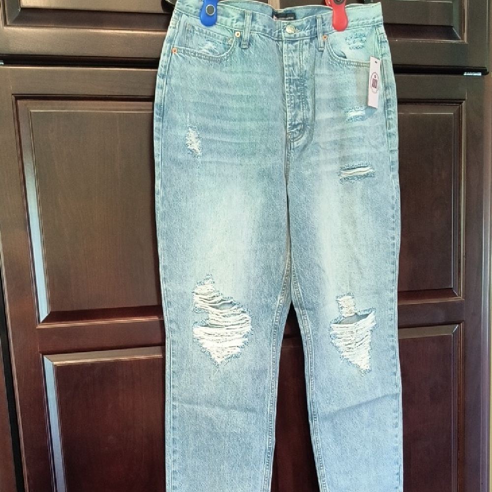 Juicy Couture Blue Straight Leg Jeans with Distressed Design
